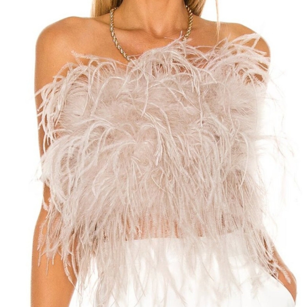 LaMarque Zaina Ostrich Feather Strapless Top